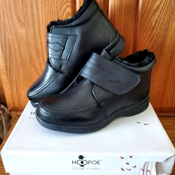 HOOPOE WOMEN BLACK BOOTIES SIZE 9.5 EXTRA WIDE TINA COMFORT ADJUSTABLE NEW - Picture 10 of 11